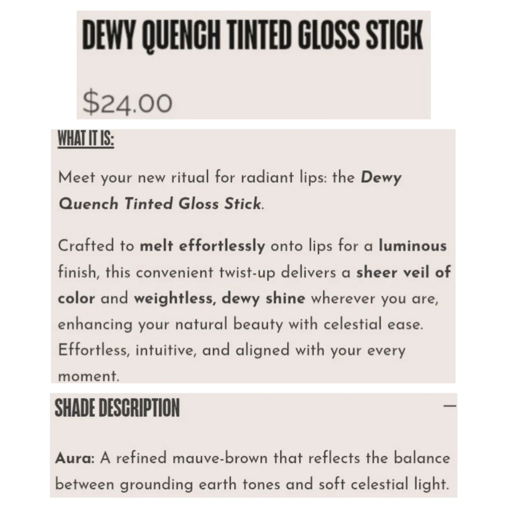 🎉2•$20/3•$28🎉 ATHR BEAUTY Dewy Quench Tinted Gloss Stick In Aura